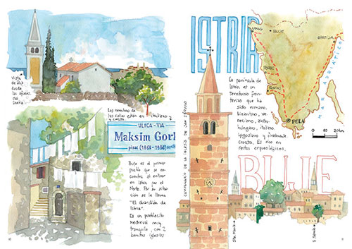 Croacia cuaderno de viajes acuarela