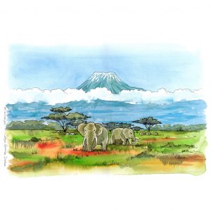 Kilimanjaro acuarela Africa