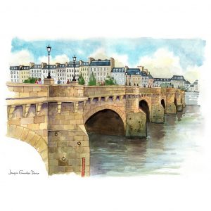 Pont Neuf Paris acuarela