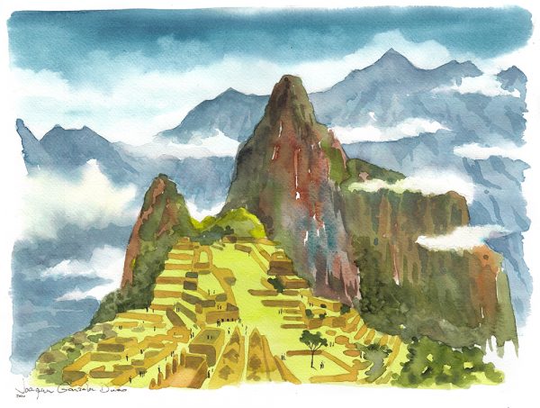 Machu Picchu Peru acuarela