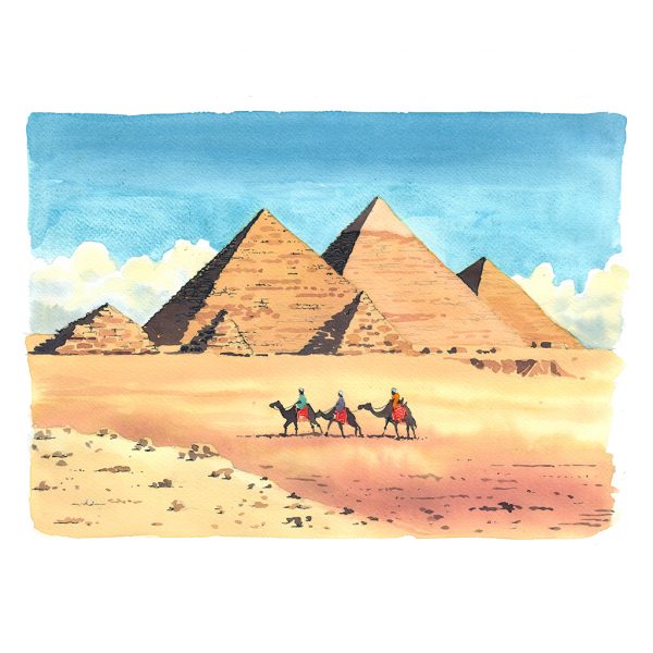 Piramides egipto acuarela